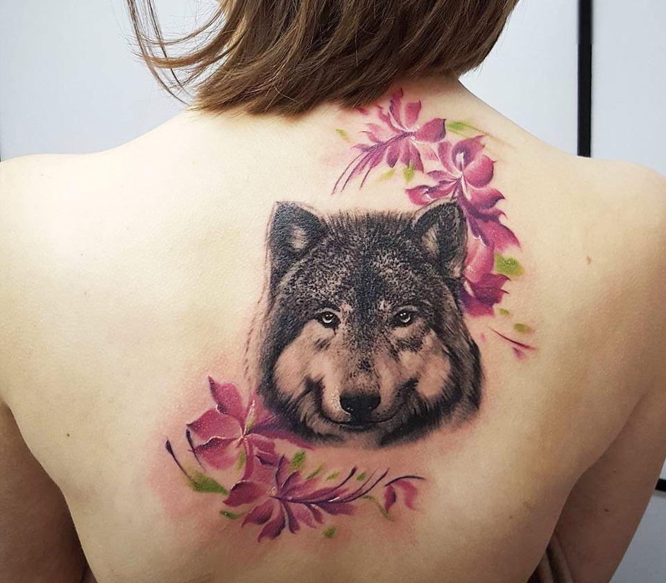LV Tattoo on Twitter Were living for this lovely dainty wolf and moon  tattoo with florals and subtle pops of blue Stephanie is available  for appointments through out April  Call us