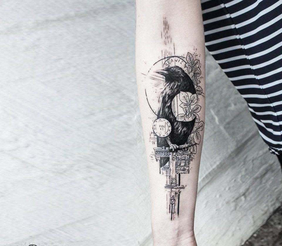 Crow tattoo by Koit Tattoo | Photo 18601