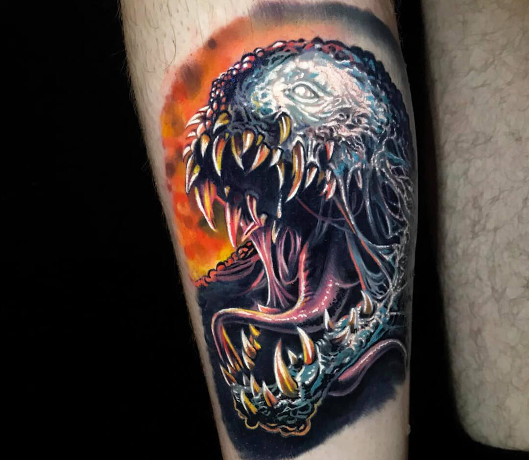 Close. realistic Venom Marvel Comics tattoo art Kristian Kimonides. 
