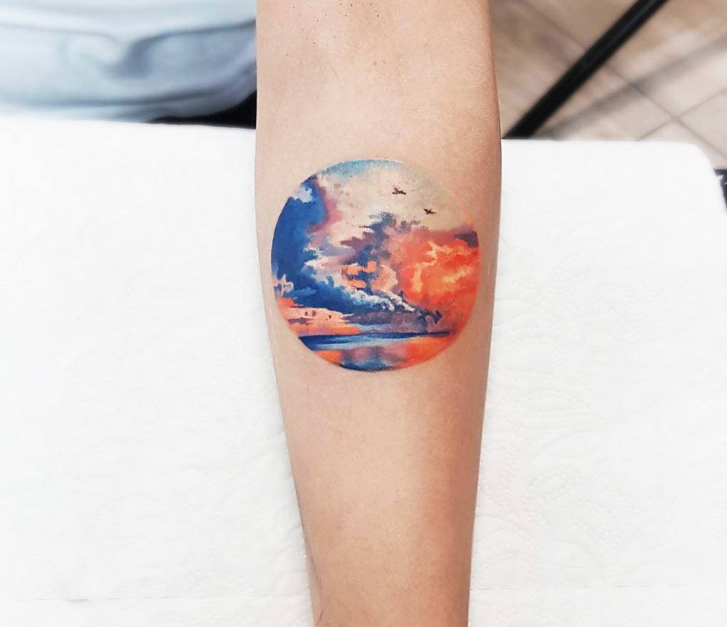 ocean waves sunset tattoos