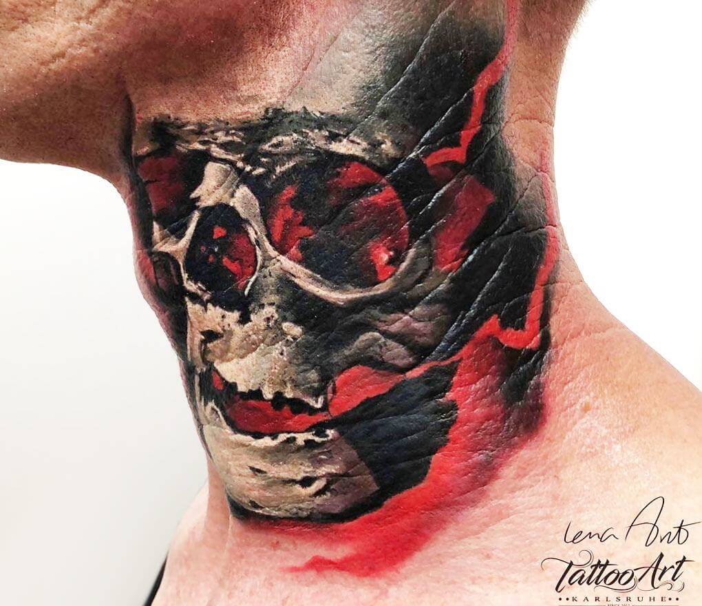 yin-yang skull tattoo on a back of a man | Stable Diffusion