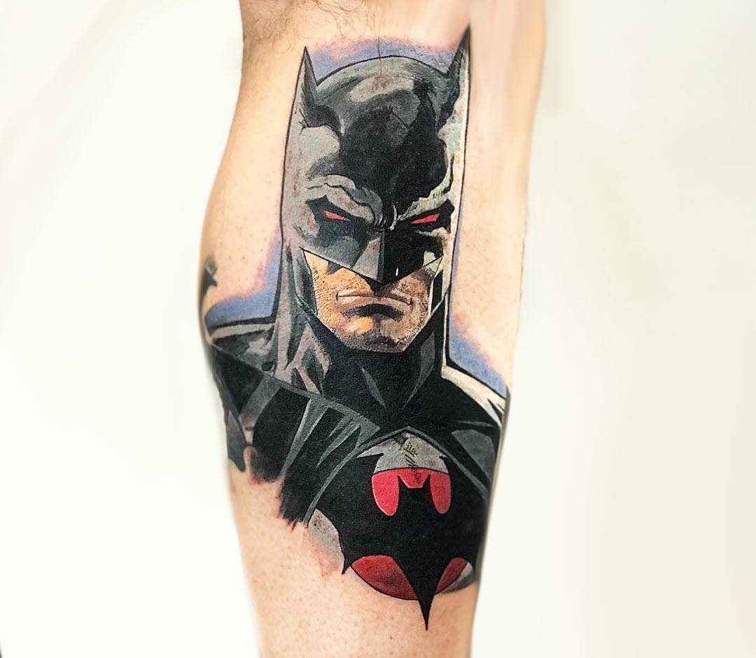 Tattoo uploaded by Mihail Miloshevski • The Dark Knight symbol #batman  #thedarkknight #dccomics #brokenink • Tattoodo