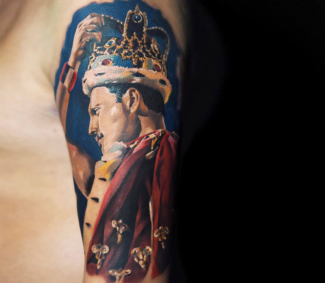 Shelvy's Freddie Mercury from the Queen II album - Dolly's Skin Art Tattoo  Kamloops BC