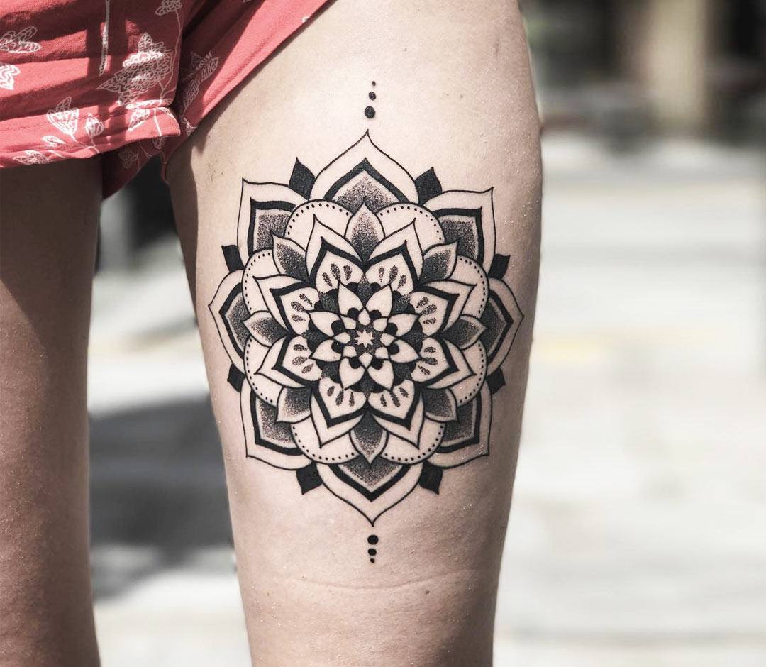 Geometric Floral Sign Tattoo Design - Tattapic®