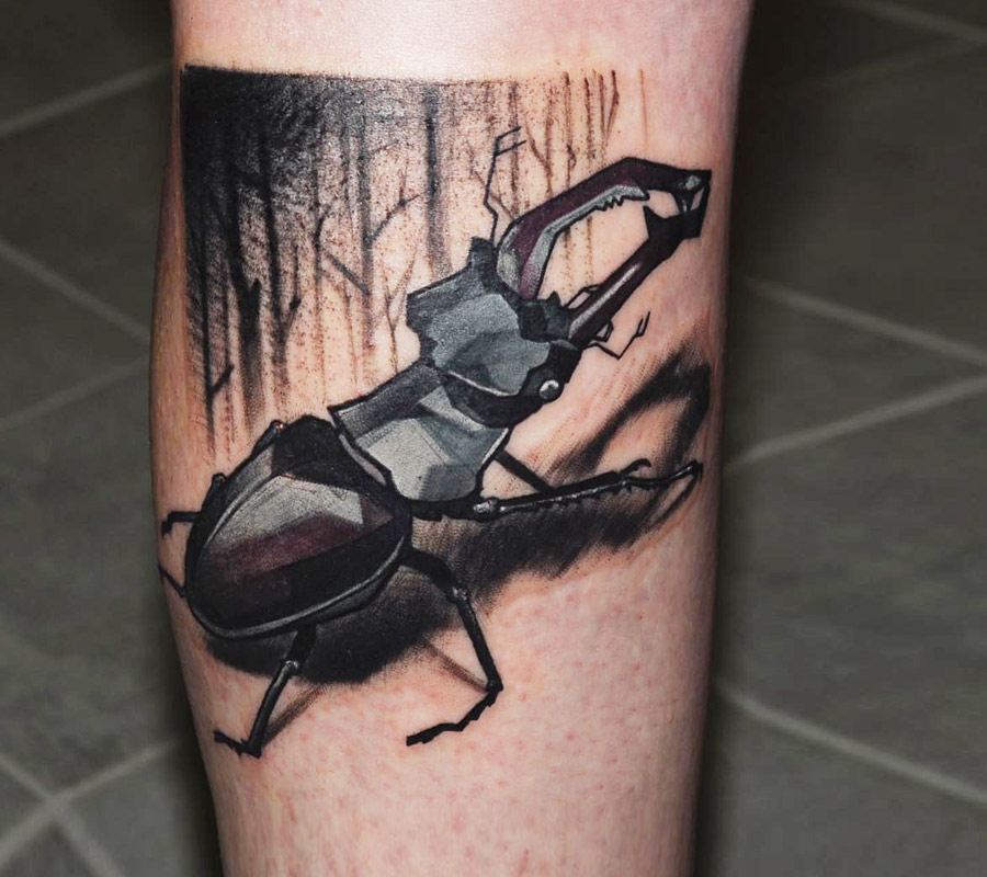 Close. cartoon stag beetle cartoon tattoo art Matyas Halasz. 