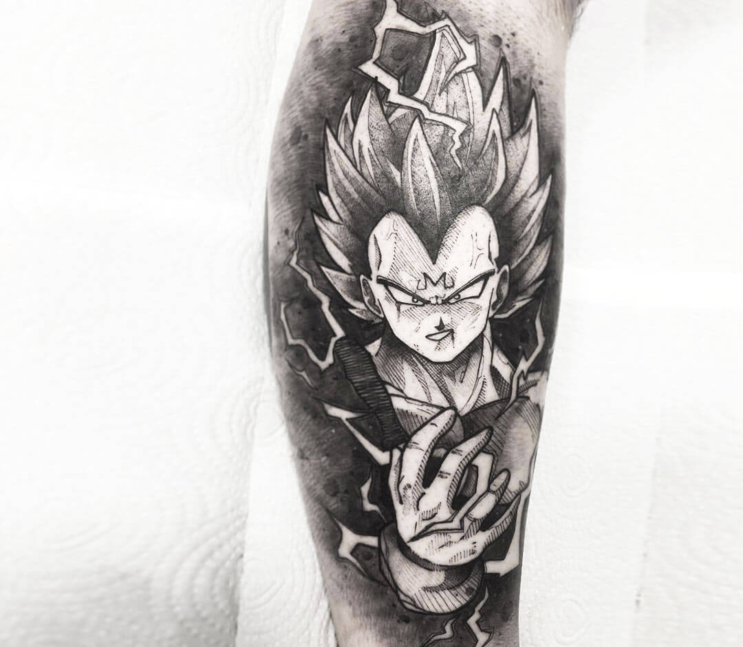 Close. sketch Vegeta manga series Dragon Ball tattoo art Max Castro Tattoo....