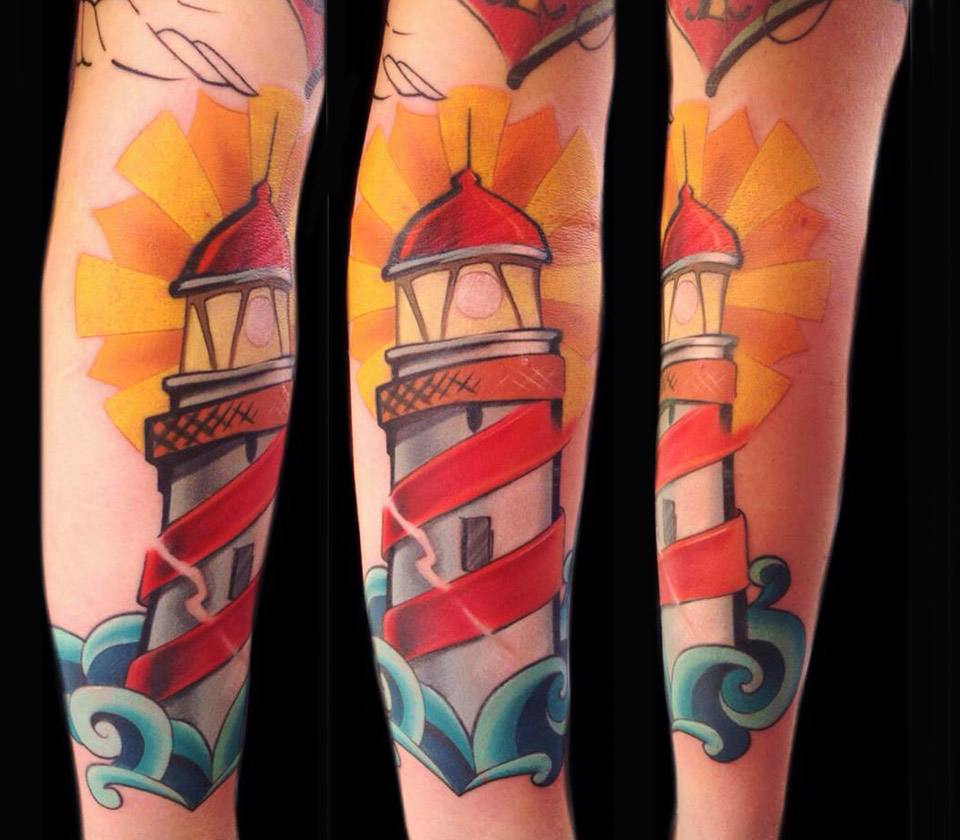 ArtStation - Traditional Lighthouse - Tattoo Inspired Illustration