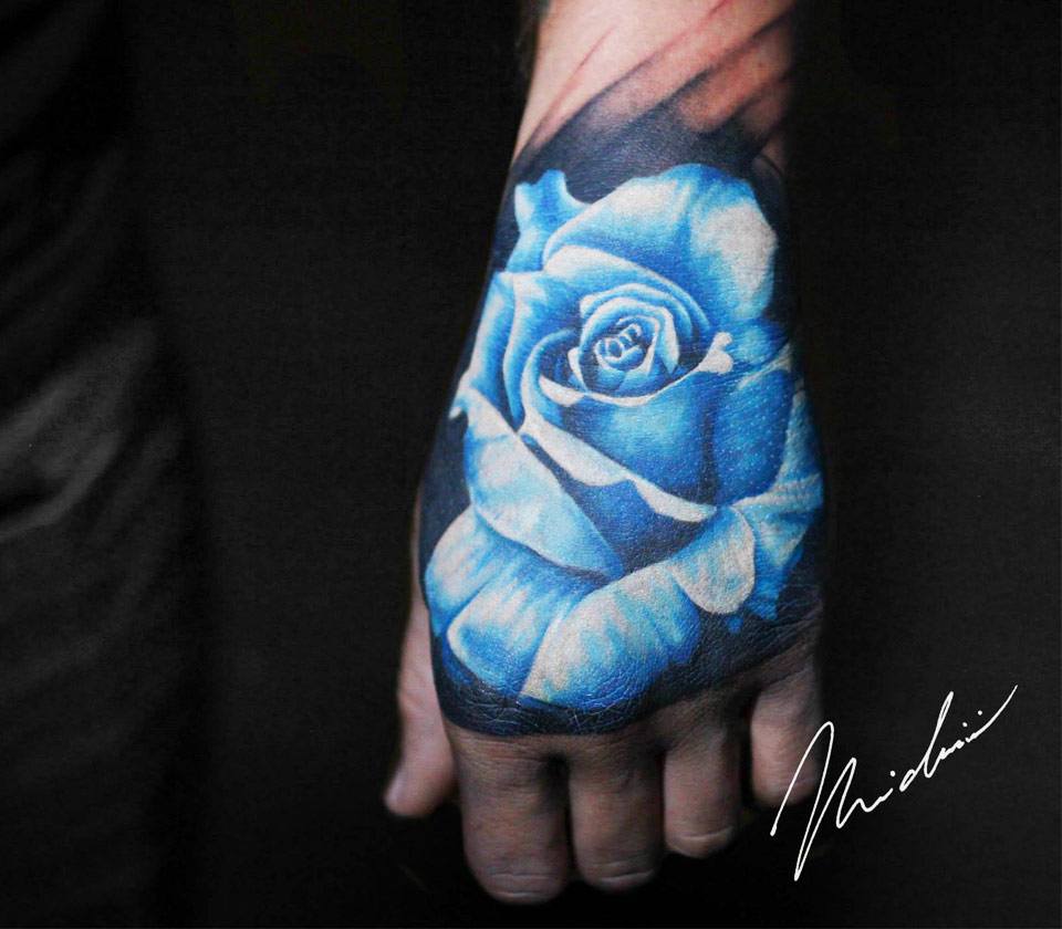 Amazon.com : Yesallwas 8 Sheets Blue Fake Rose Tattoo Temporary Flower  Tattoos for Women Waterproof Shoulder Beautiful Flower Tattoo Designs :  Beauty & Personal Care