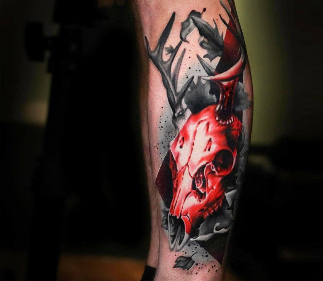 Buck Skull Tattoo | Deer tattoo designs, Skull tattoo design, Deer head  tattoo