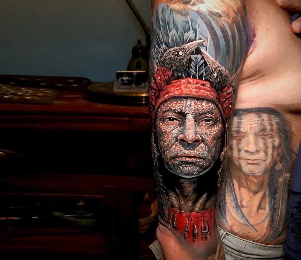 Tattoo uploaded by Adam Klodzinski • Today's final session with @jacek_0911  #neotraditional #warrior #native #american done with #cheyenne #dynamicink  #worldfamous #kwadronneedles #davincineedlecartridges #bournemouth •  Tattoodo