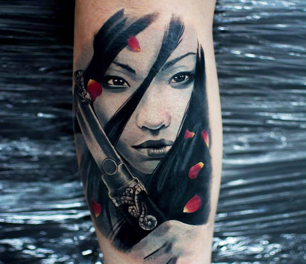 HD wallpaper: Samurai girl, luminos, tattoo, blossom, fantasy, green, hand  | Wallpaper Flare