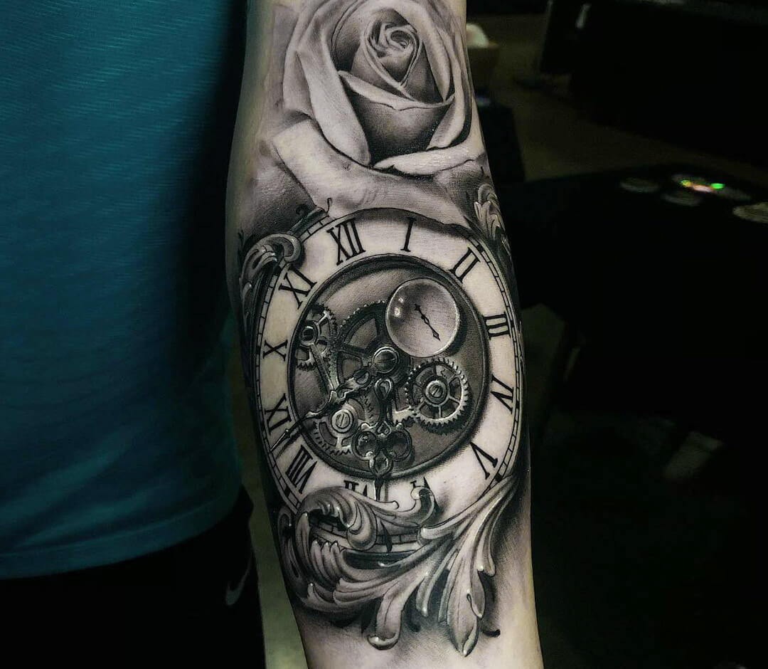timepiece rose tattoo