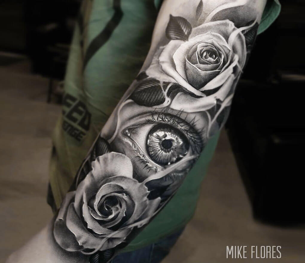 Rose with eye tattoo design by thirteen7s on DeviantArt