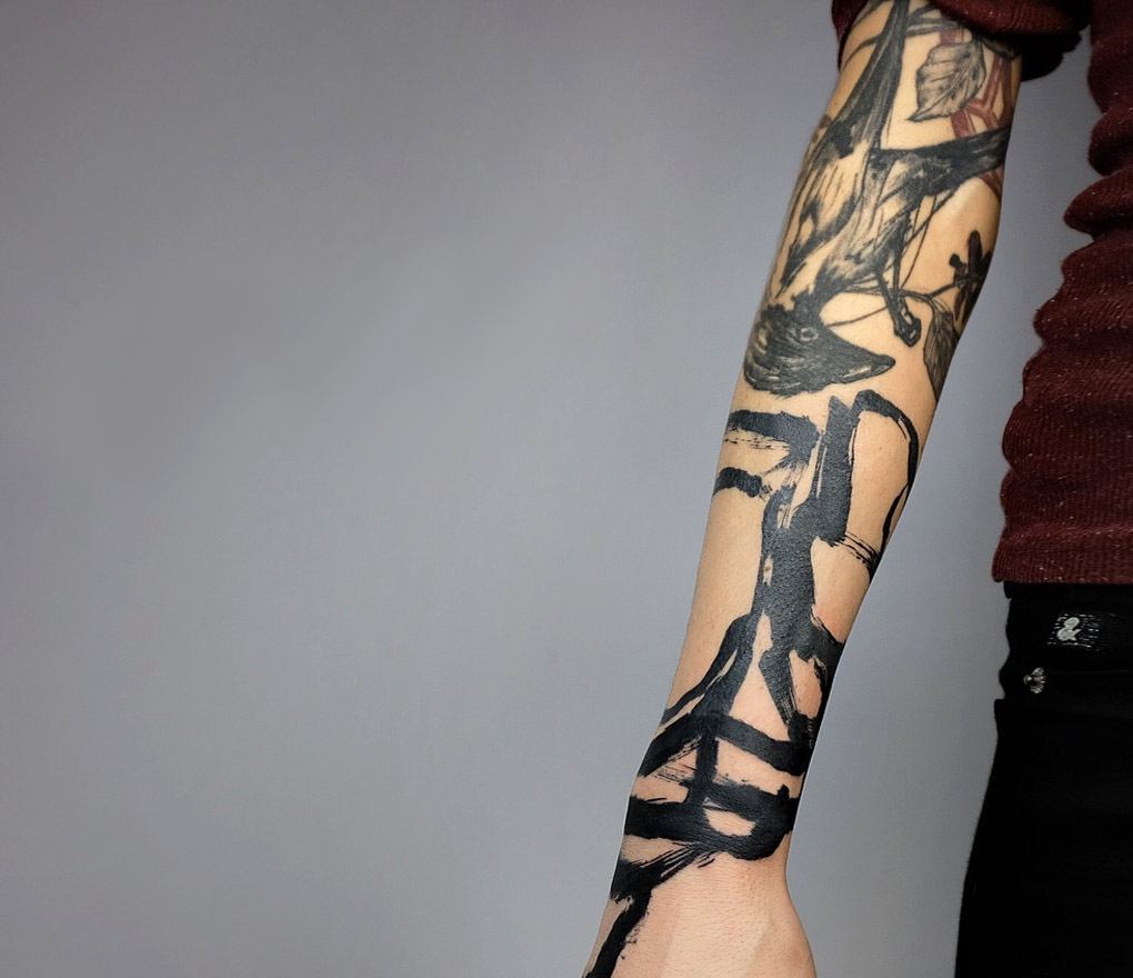 Black and Grey Abstract Arm Sleeve by Lux Altera TattooNOW