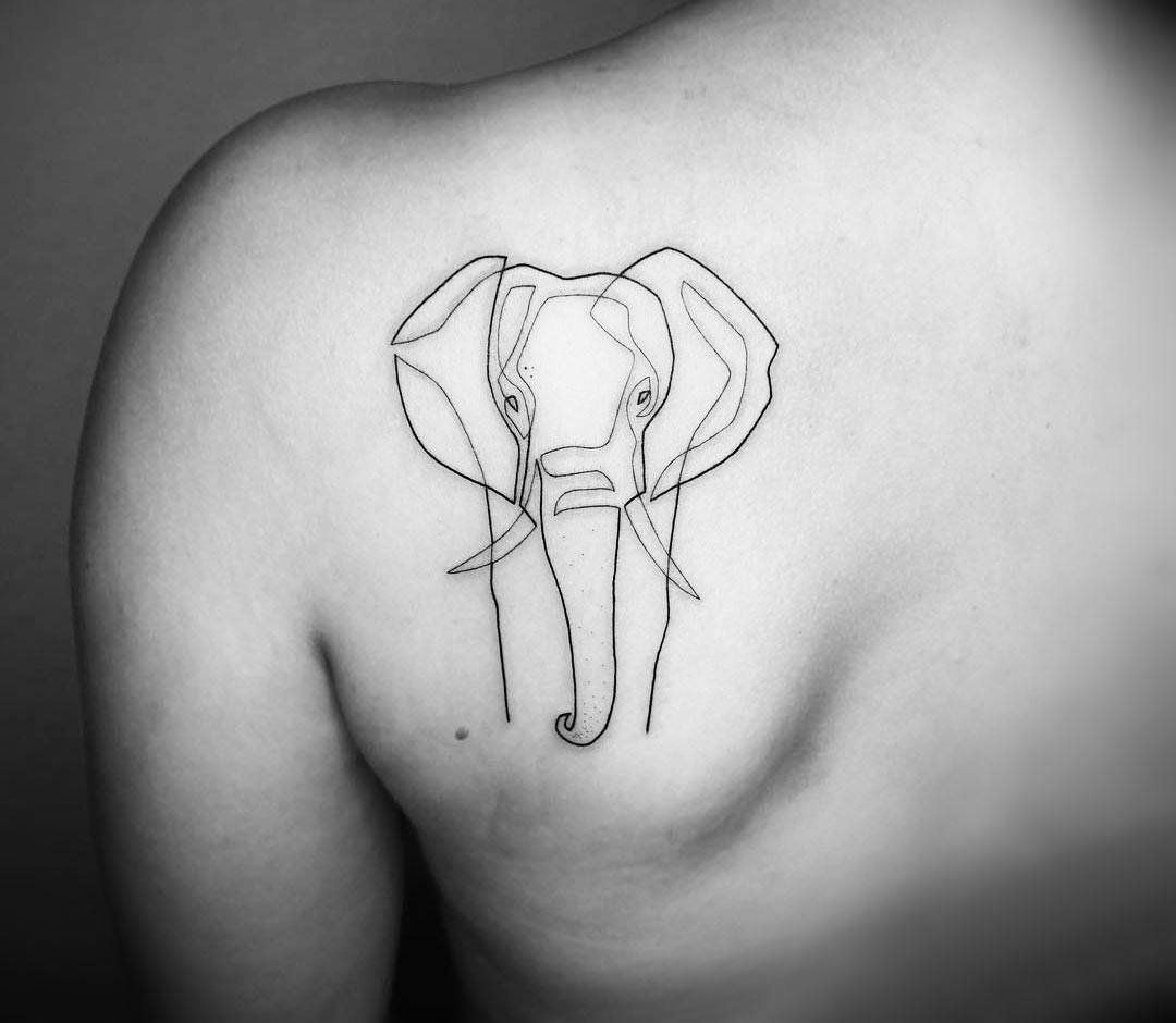 Minimalist Elephant Tattoo on Ankle by Sasha Kaye