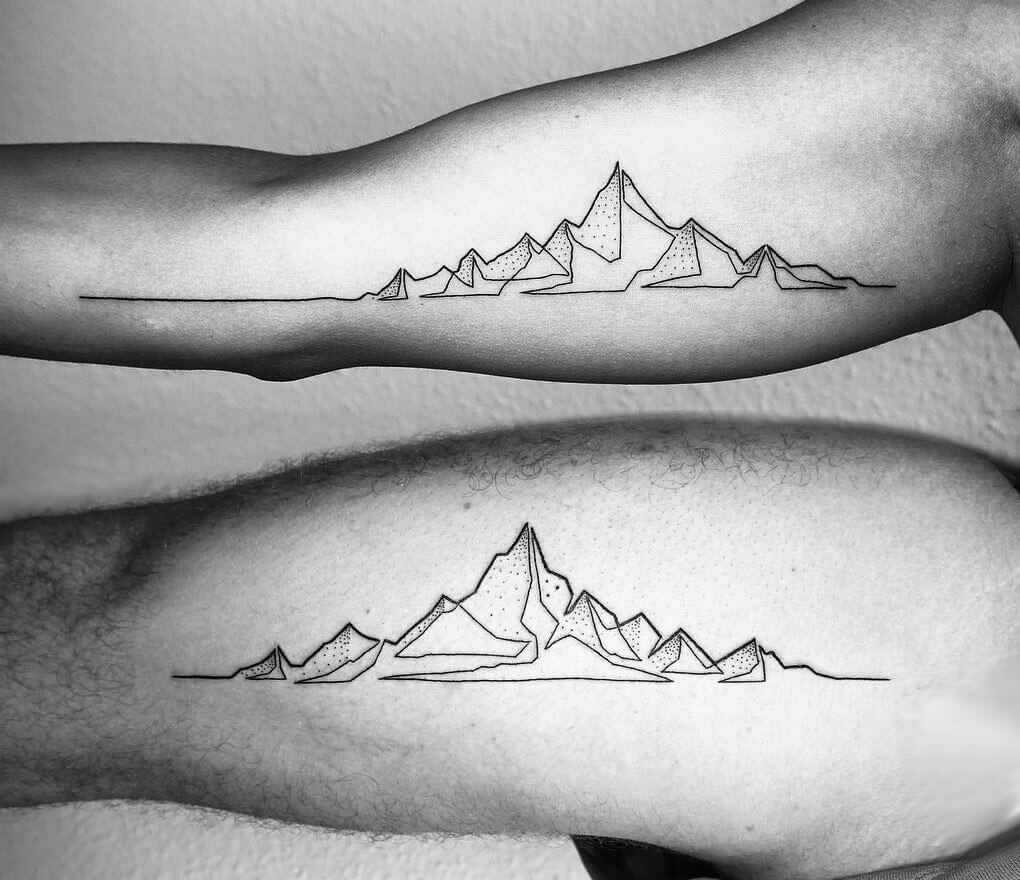 My First Tattoo - Simple, Fine Line Mountain Peaks! Absolutely love this  design. Done by Bram Adey at Rebel Waltz Tattoo in Winnipeg, MB : r/tattoos