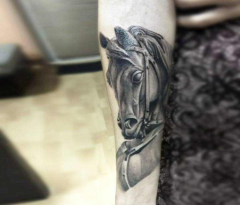 An incredible black and grey Pharaoh of Horses tattoo by grindesign_tattoo  on Instagram. #tattoos #blackandg… | Horse tattoo, Chest piece tattoos,  Chest tattoo wolf