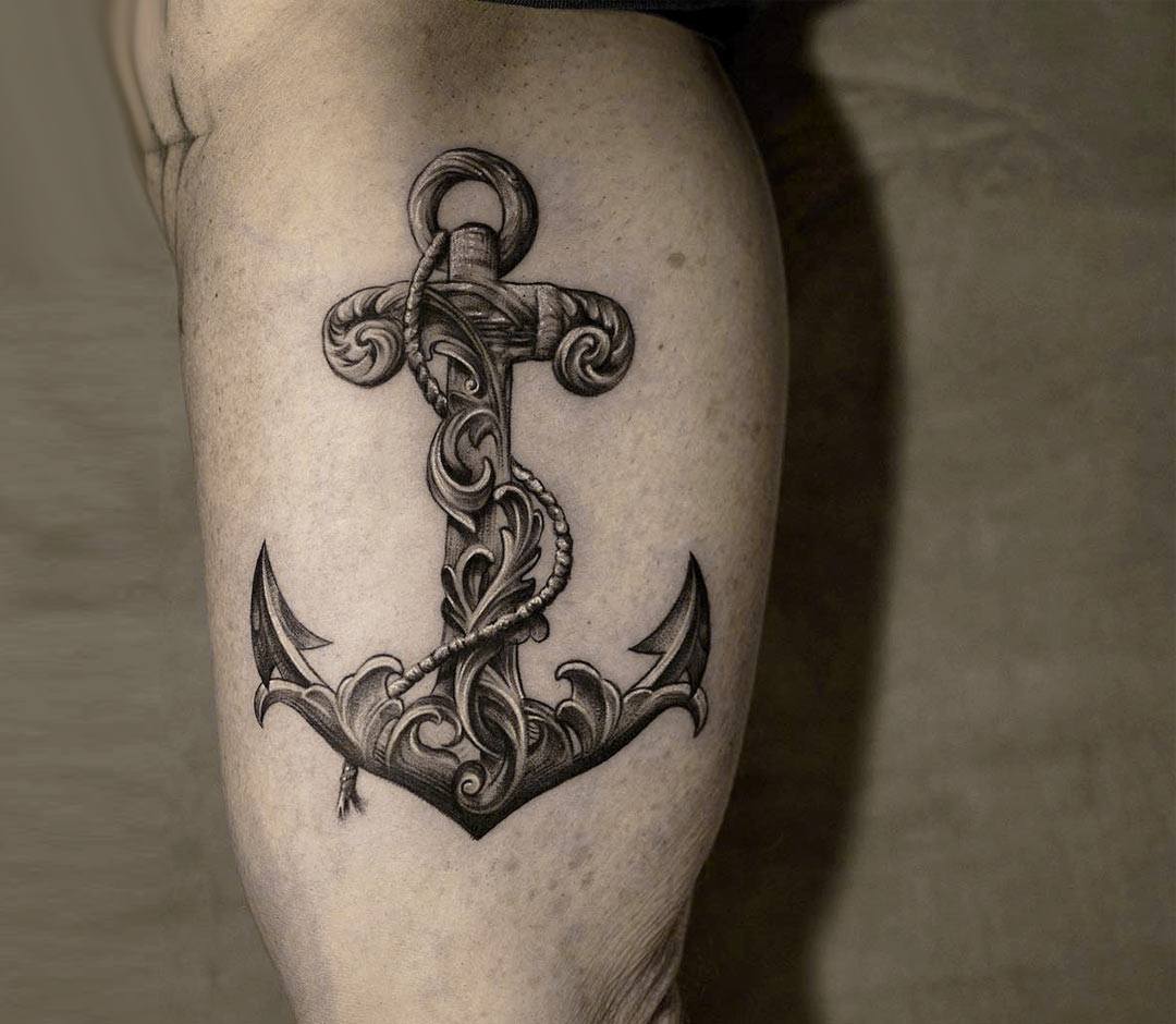 Realistic Anchor Tattoo