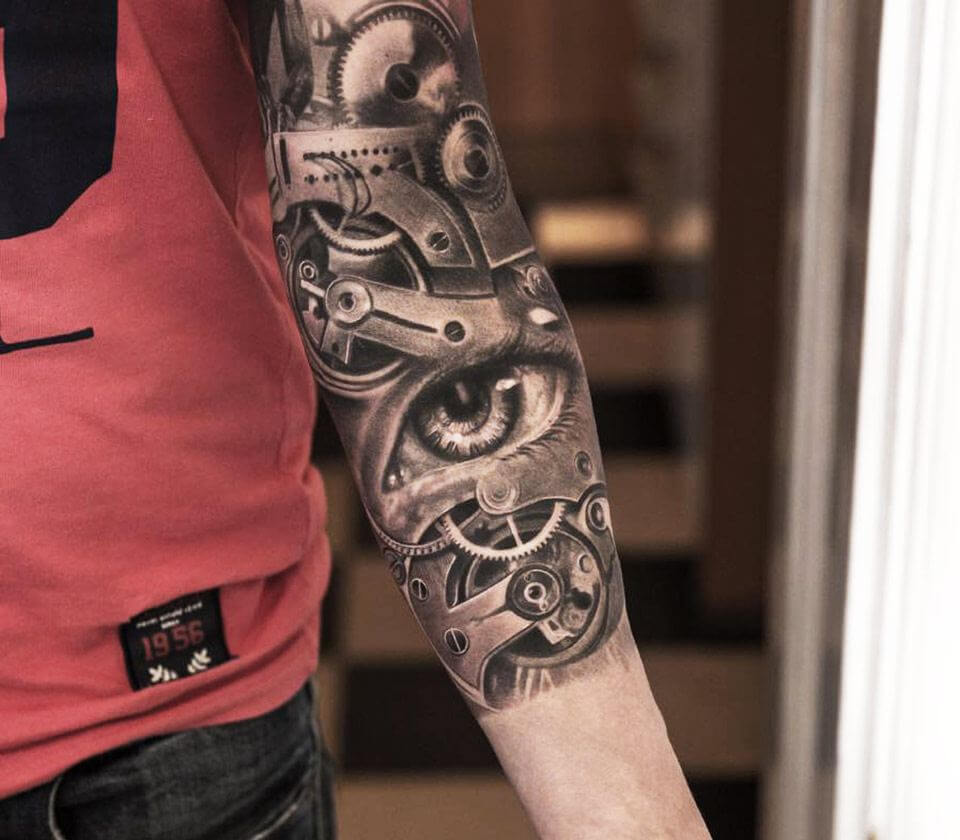 biomechanical tattoo, in the style of h. r. giger | Stable Diffusion