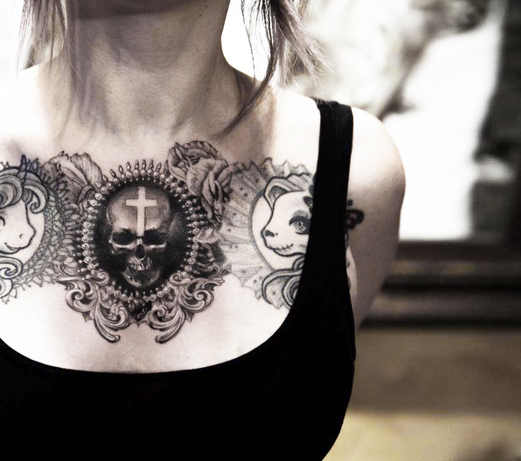 gothic woman upper chest tattooTikTok Search