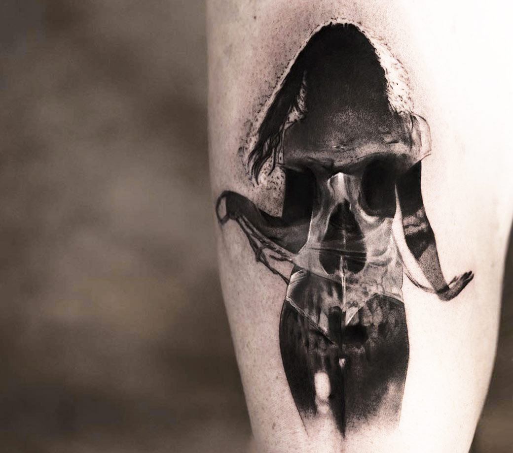 skull and goat Tattoo' Sticker | Spreadshirt