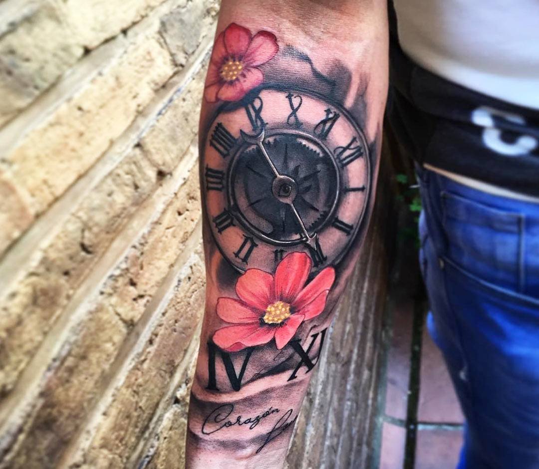 Tattoo uploaded by Noelia  Flower  clock  Tattoodo