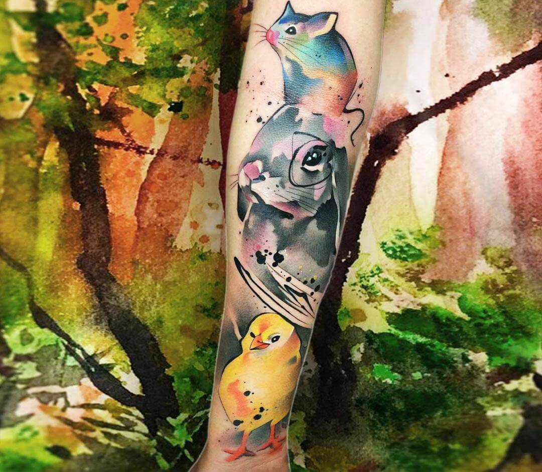 watercolor animal tattoo