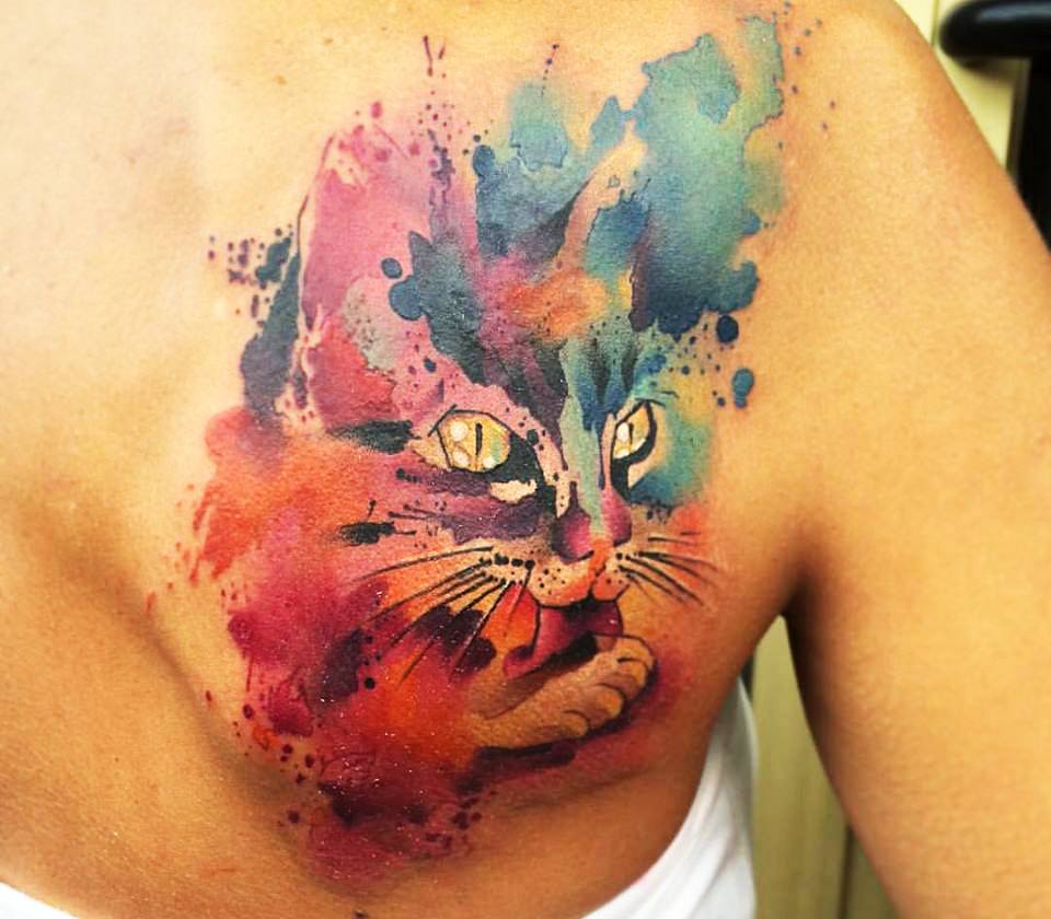 Cat Chestpiece - Best Tattoo Ideas Gallery