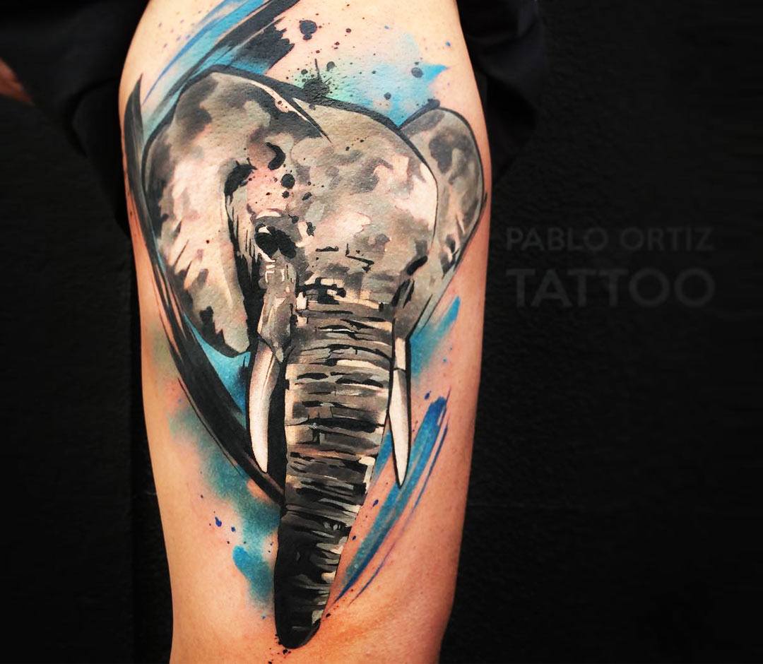 Top 73+ watercolor elephant tattoo best - in.eteachers