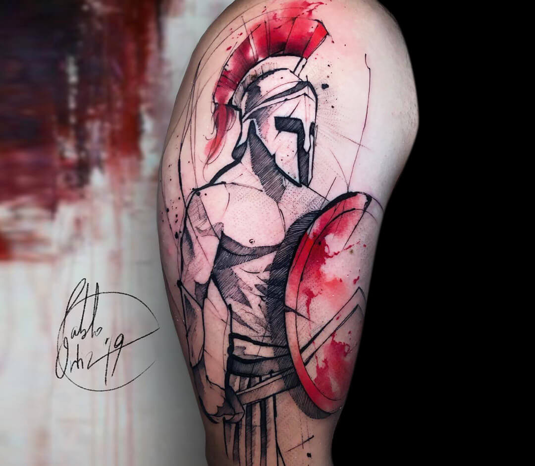 Spartan warrior tattoo by Pablo Ortiz