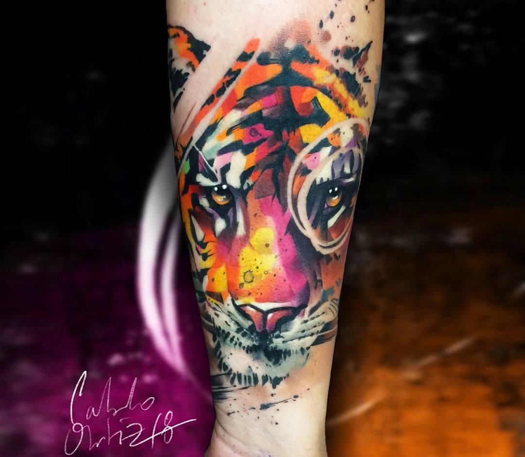 Tiger head tattoo by Pablo Ortiz Tattoo | Photo 26505