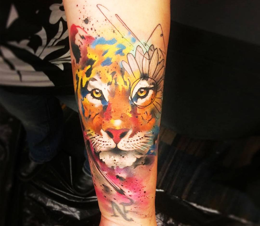 Tattoo uploaded by Tara • Artist #VictorMontaghini #tiger #animals # watercolor #fade • Tattoodo