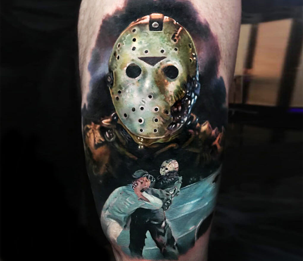 80s video game Jason from Friday 13th by Alan Aldred TattooNOW