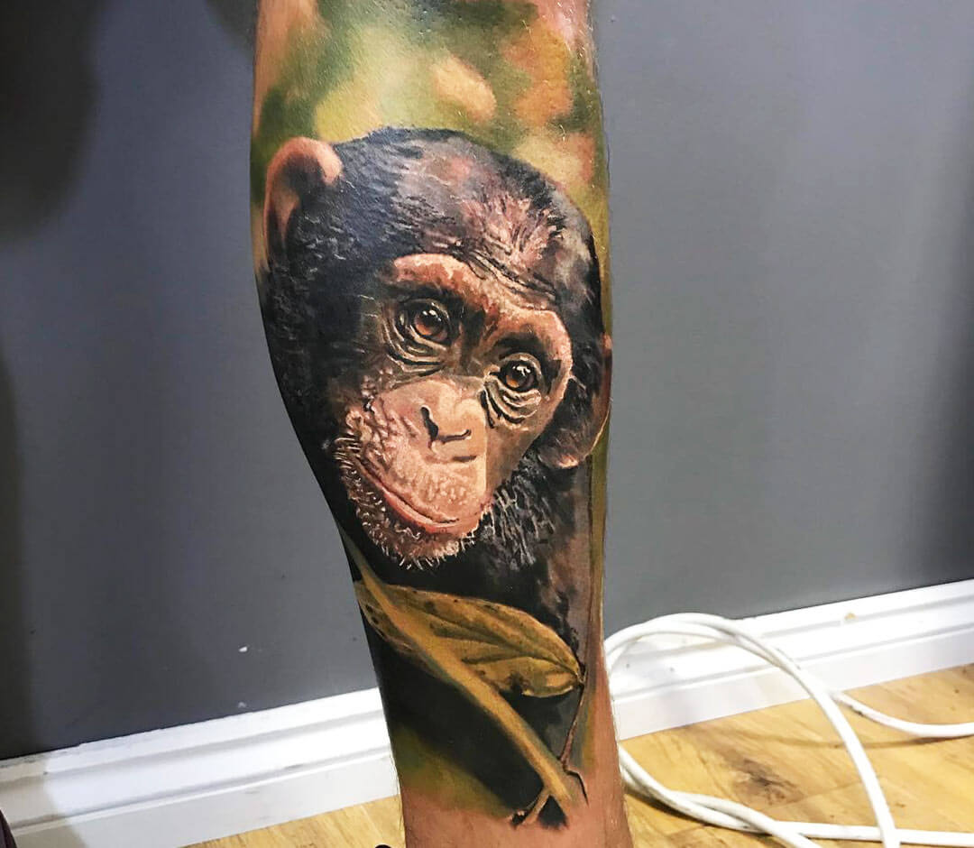 Baby Chimp and some watercolour splashes | Watercolor splash, Female tattoo  artists, Monkey tattoos