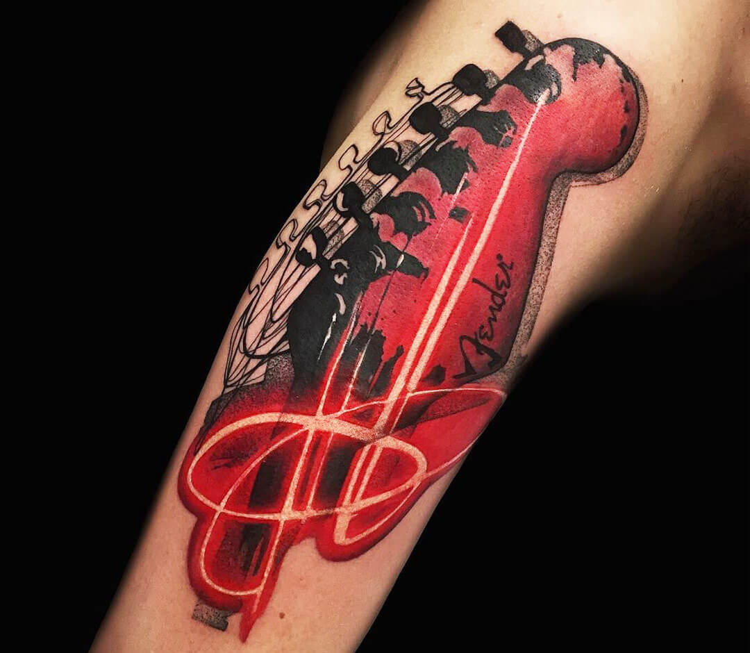 The Peoples Ink - Fun lil' Fender guitar for Kate 🎸 #thepeoplesink  #thepeoplesinktattoos #ryansteinbecktattoos #tattoo #tats #tatts #tattoos  #yandina #stencilstuff #fkirons #protat #eternalink #australiantattooartist  #sunshinecoasttattoo #noosatattoo ...