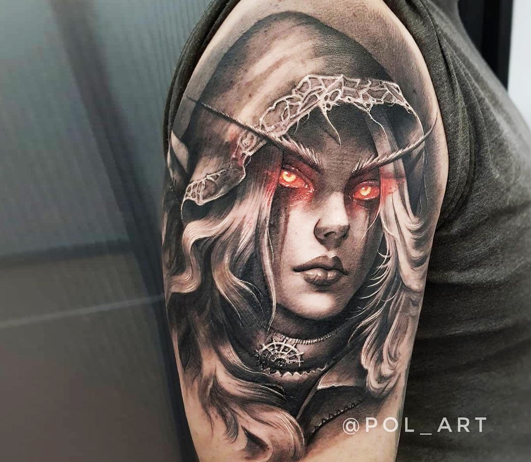 Daniel Castro - Tatuagens - Sylvanas Windrunner Dark Lady watch over you .  . . #tattoo #dcstudio #danielcastrotattooartist #balmtattoo #worldfamousink  #revolutionneedles #inkmachines #fkirons #piranhatattoosupplies  #worldofwarcrafttattoo #sylvanas ...