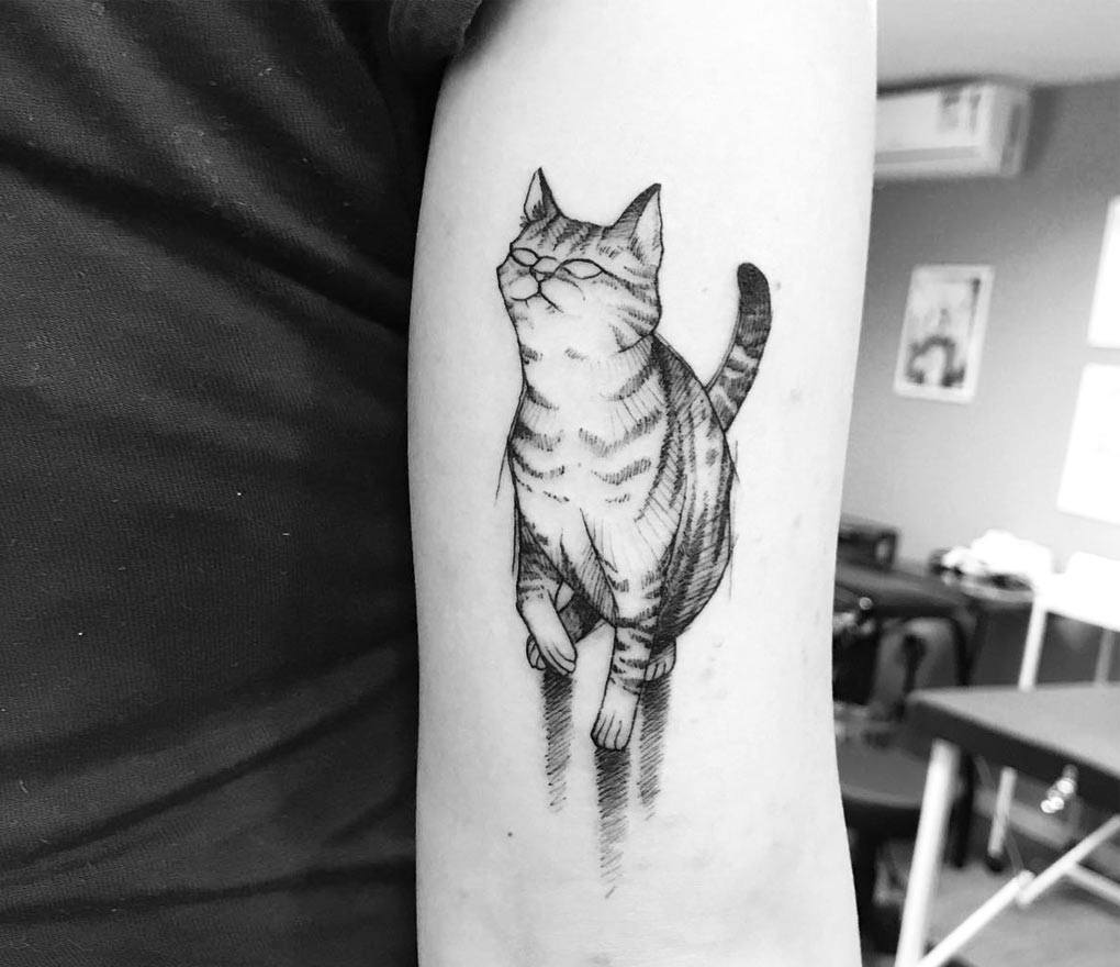 Black  White Cat Combo TattooLAZY DUO TATTOO SHOP HK  美漫風格合體技黑白貓寵物紋身貼紙刺青香港設計台灣印製