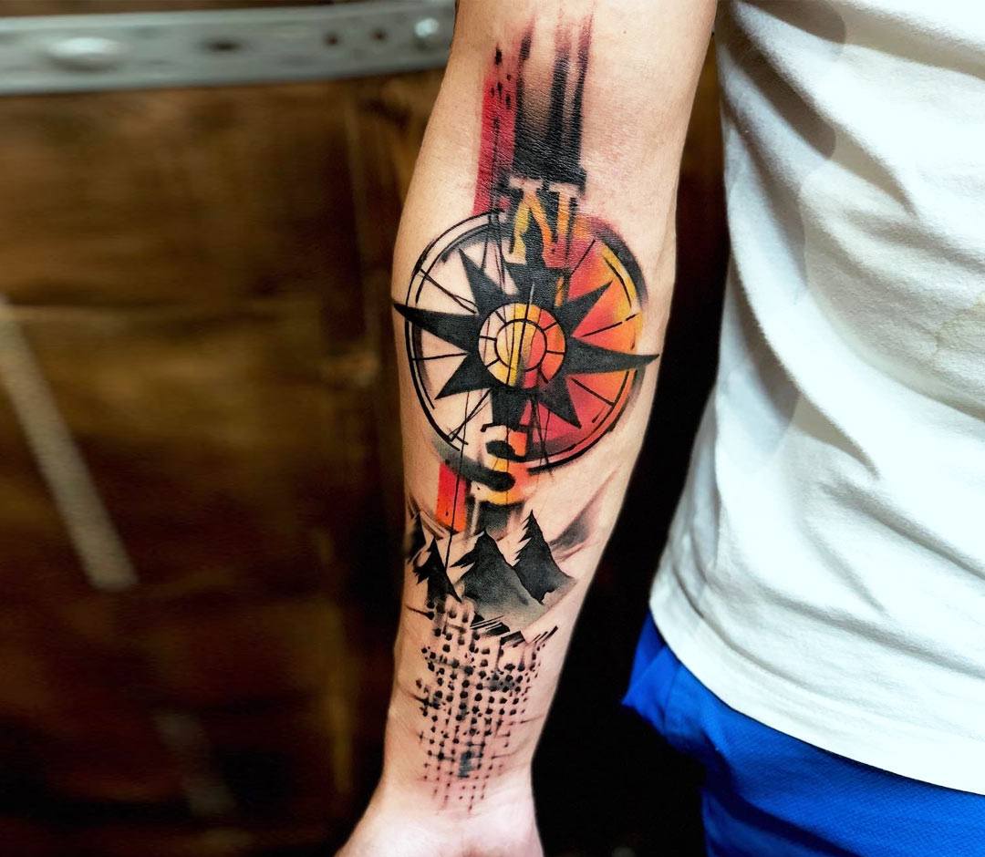 Compass tattoo by Rich Harris