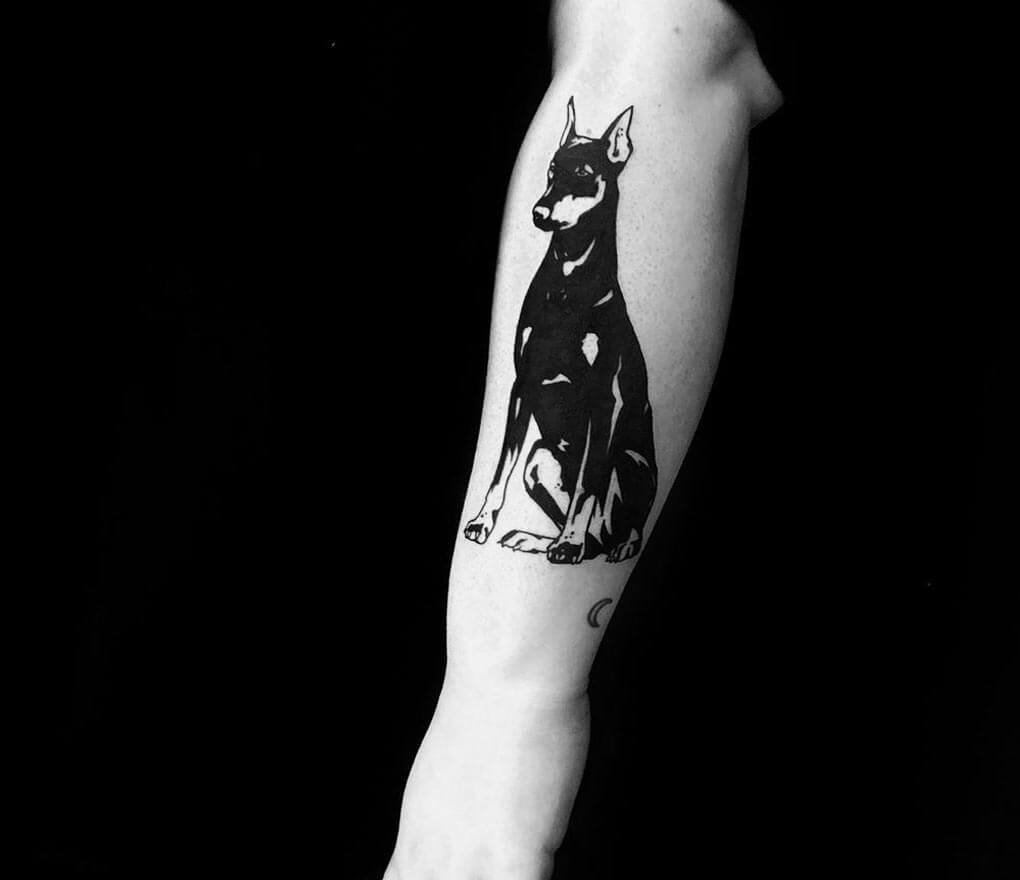 Negative space doberman tattoo by tattooist yeahdope  Tattoogridnet