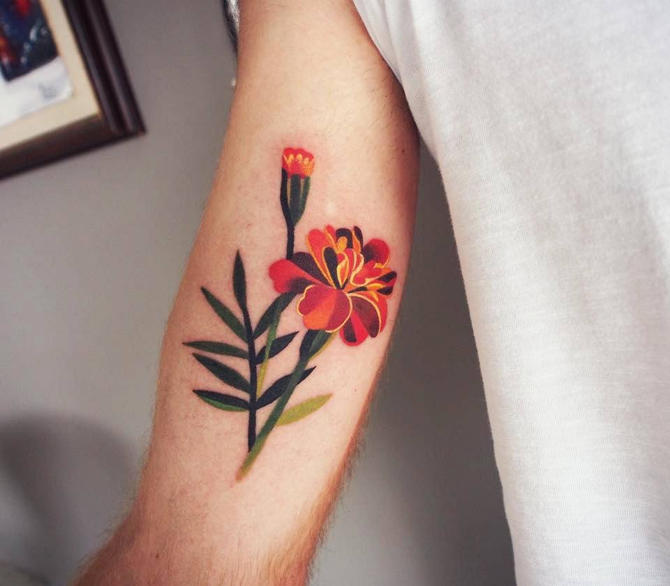 Flowers tattoo by Sasha Unisex. 