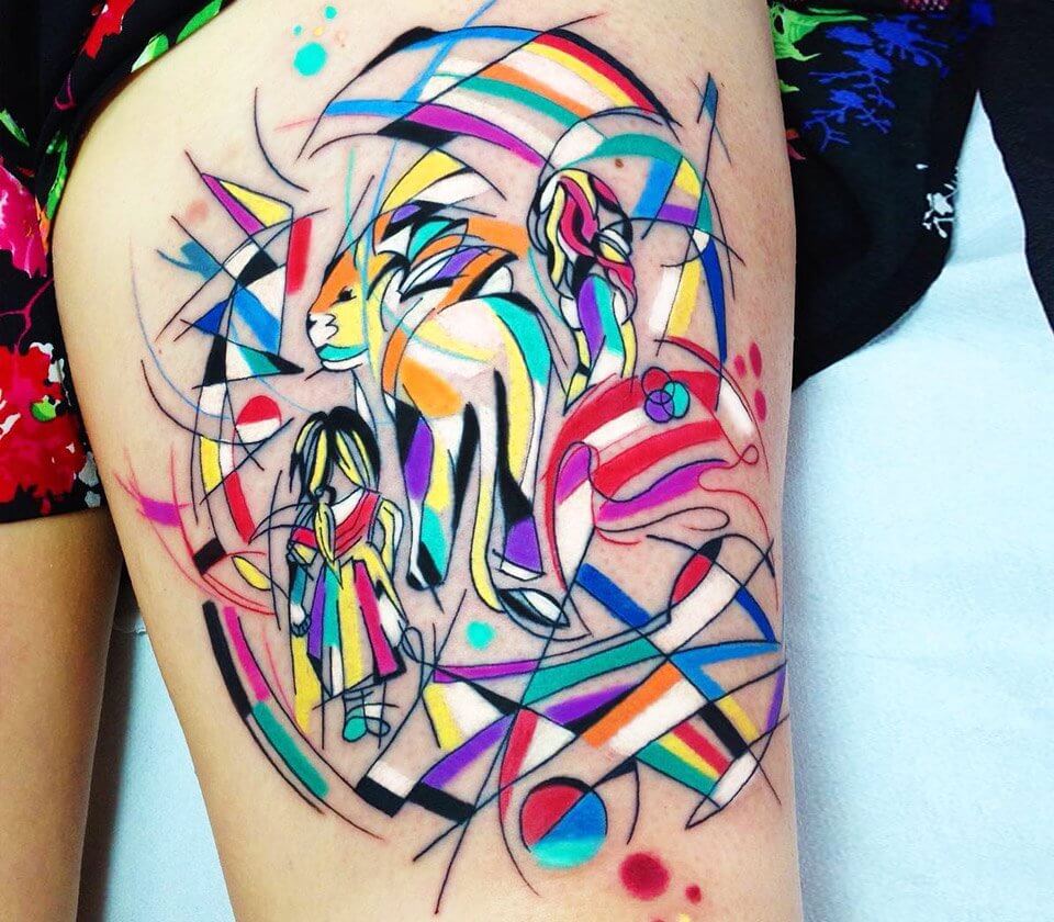 Colorful Cubist Tattoos Inked by Mike Boyd | Search by Muzli