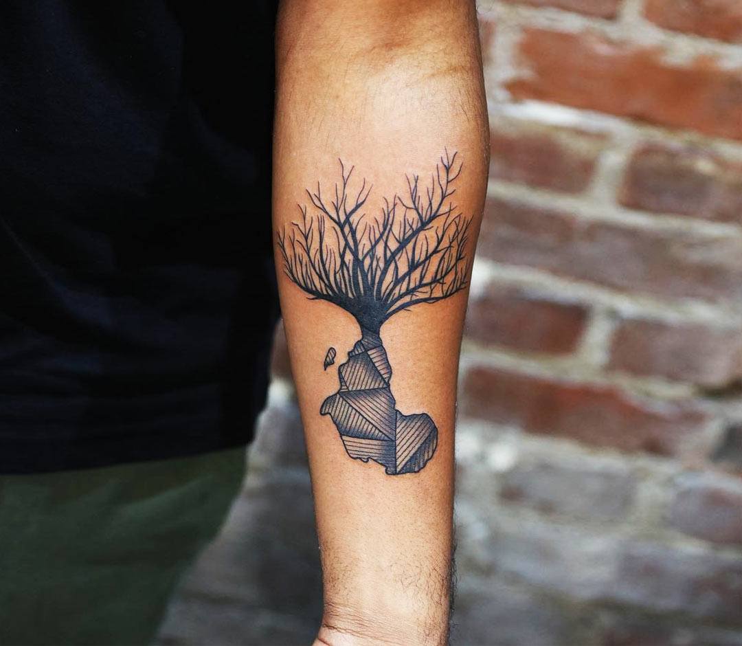 Oak Tree Roots on Book Tattoo Stock Photo - Alamy