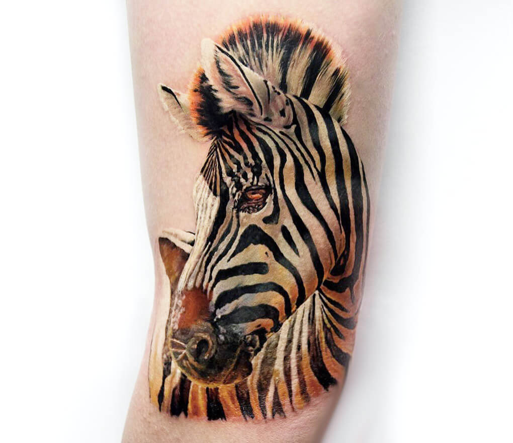 Pas op haakje element Zebra tattoo by Sergey Hoff | Photo 26874