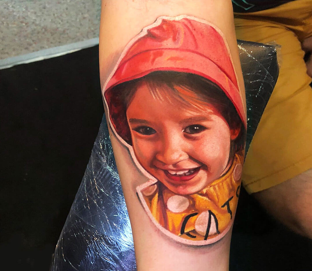 Child portrait tattoo by Sergey Shanko Photo 28674