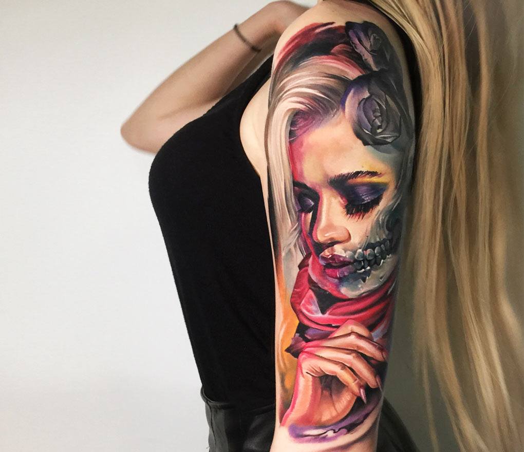 Woman Skull Tattoo - FAKE TATTOOS – Fake Tattoos