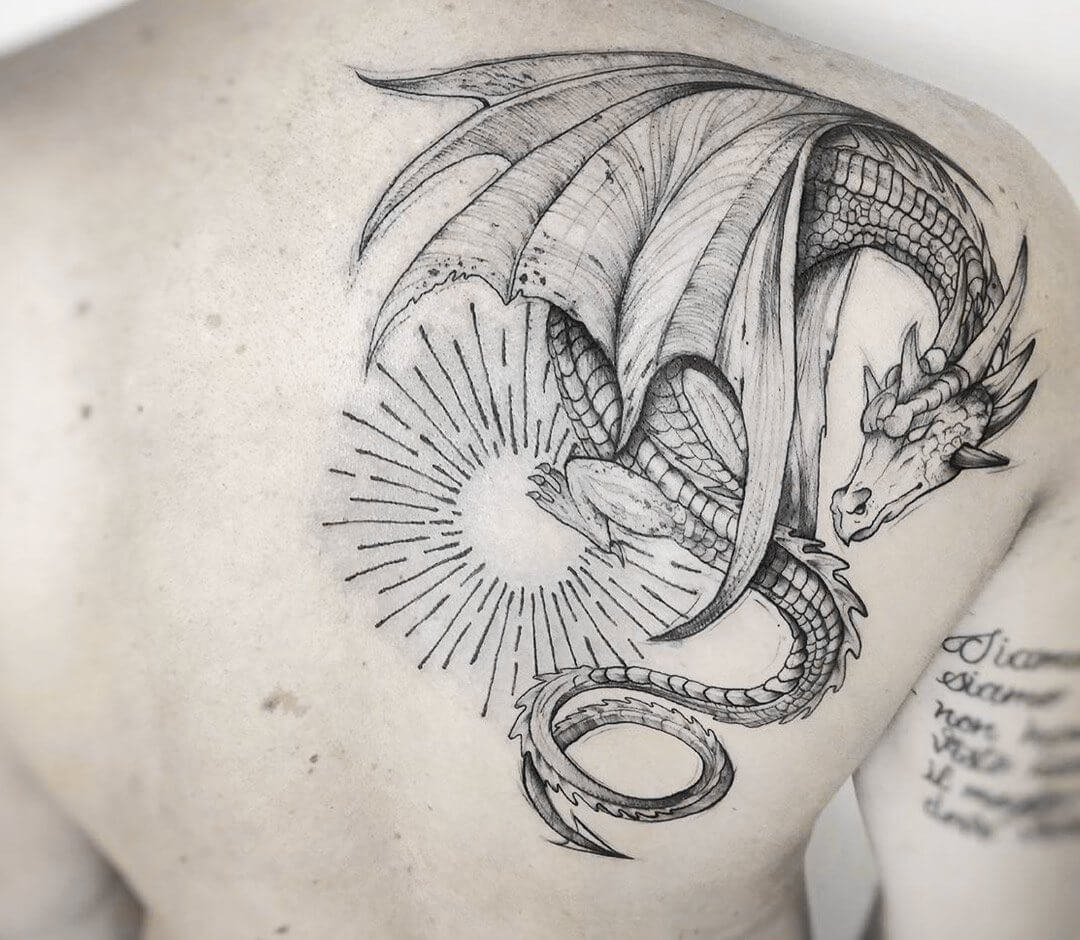 Hungarian Horntail tattoo by @becsarttattoos | Instagram