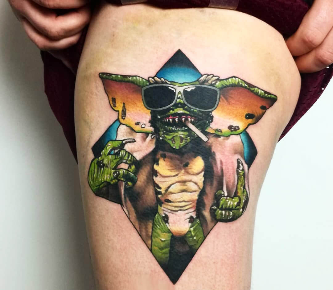 Gremlin tattoo by Slipy Tattoo. 