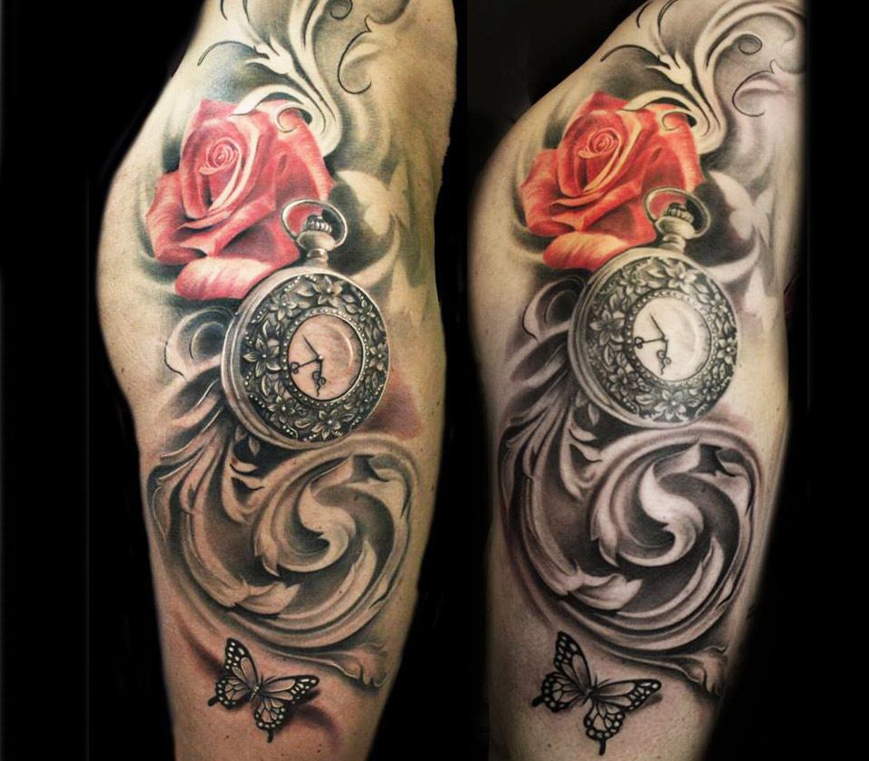 55 Attractive and Unique Flower Clock Tattoos you should opt  Psycho Tats