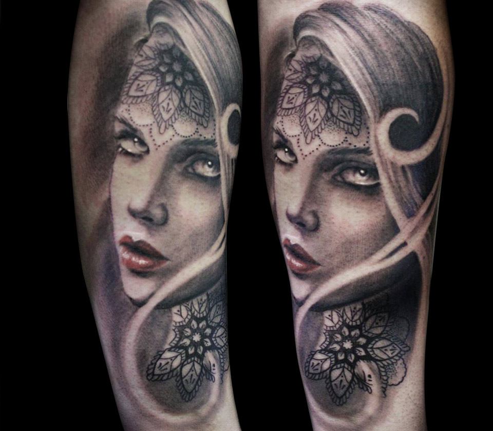 Tattoo photos Gallery. realistic woman face realistic tattoo art Steffi Eff...