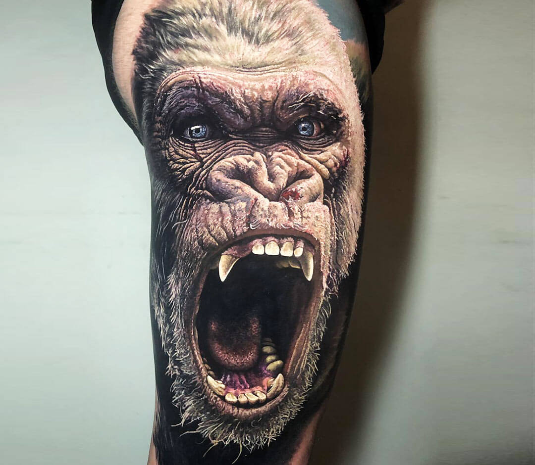 Tattoo photos Gallery. realistic George, gorilla monster from the movie Ram...